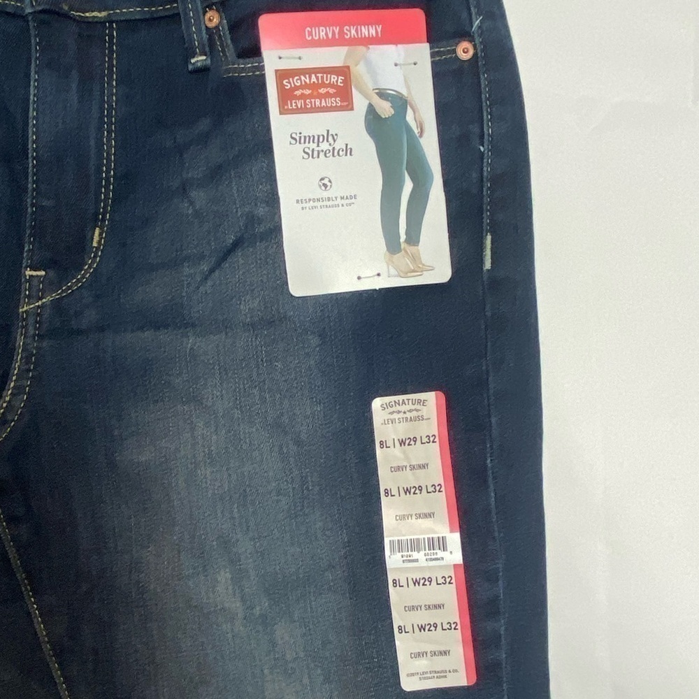 SIGNATURE Levi Strauss dark blue mid rise skinny jeans - Picture 2 of 4